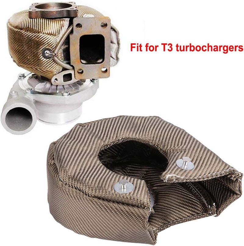 woobles Turbo Charger Cover, Titanium Turbo Blanket Heat Shield Cover Barrier Turbo Charger Cover Wrap With Fastener Springs for Turbochargers (T3) - Image 2